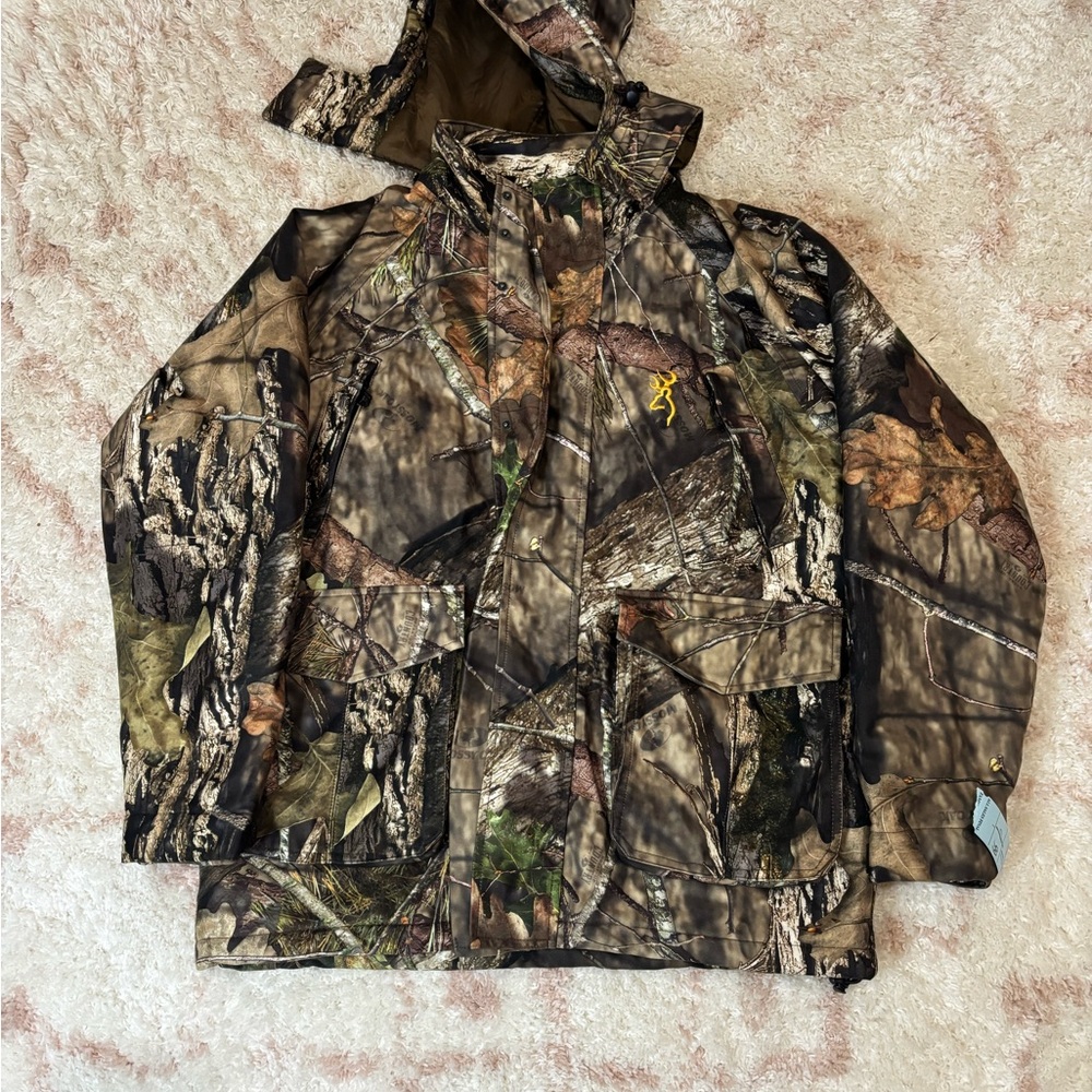 Browning Men’s Camouflage Insulated Hunting Coat with detachable zipper hood